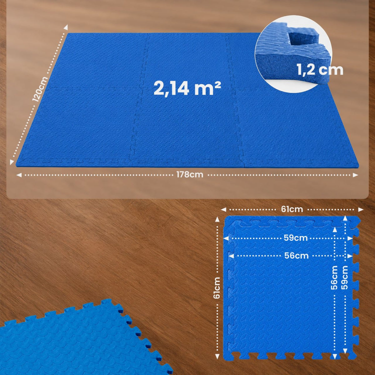 V2 6er Bodenschutzmatte 61x61cm  blau
