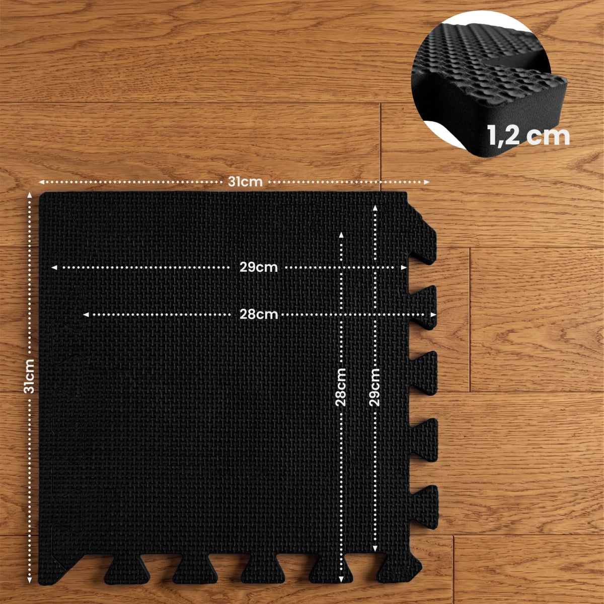 V2 24er Bodenschutzmatte 31x31cm schwarz