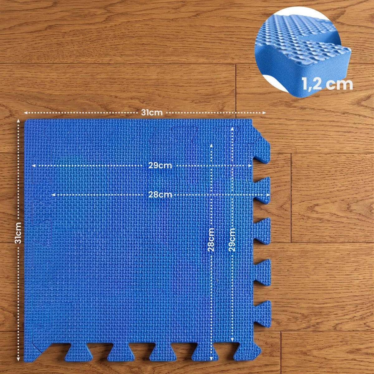 Fitness mat 30x30 cm blauw,18-delige set blau