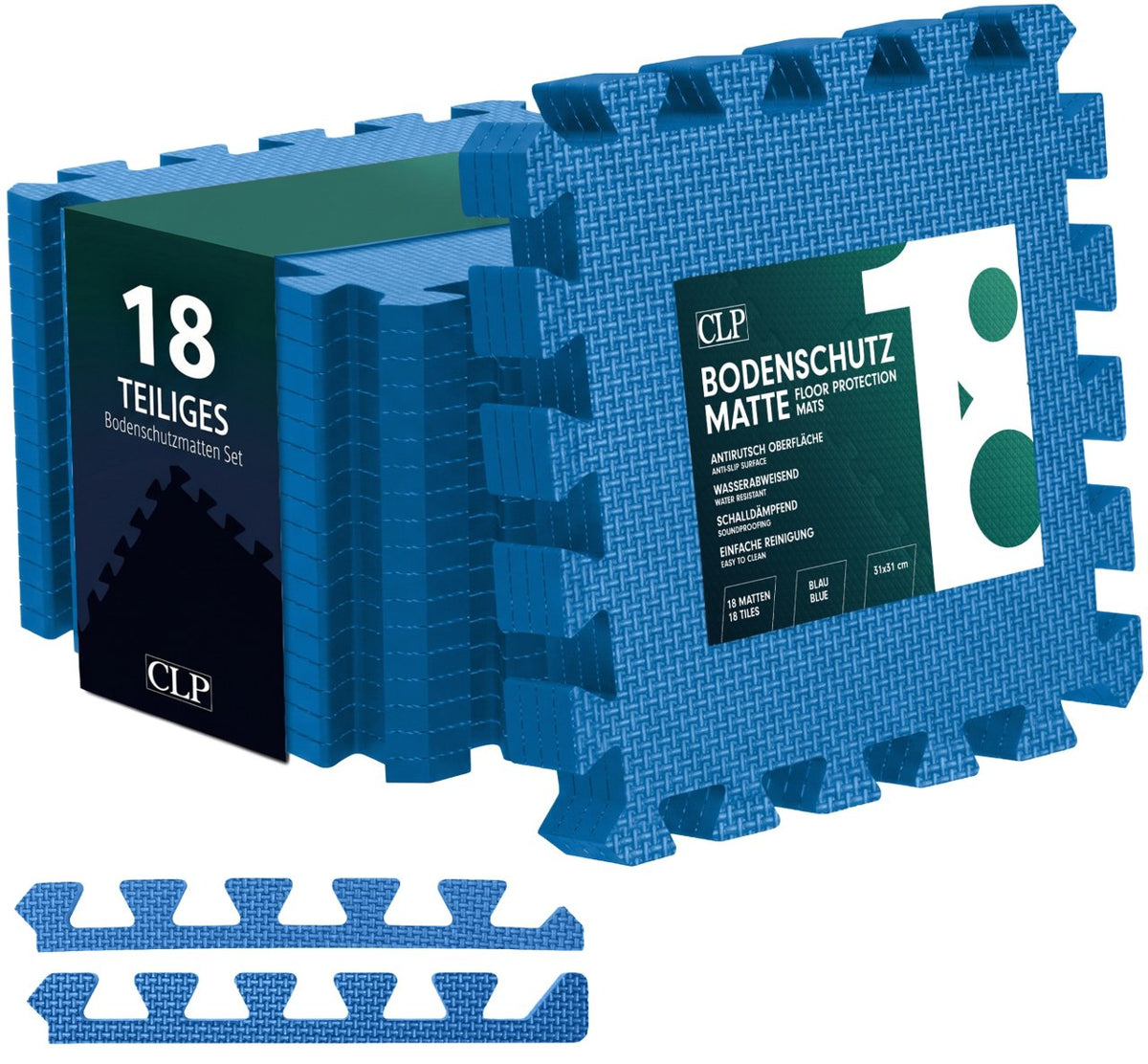 Fitness mat 30x30 cm blauw,18-delige set blau