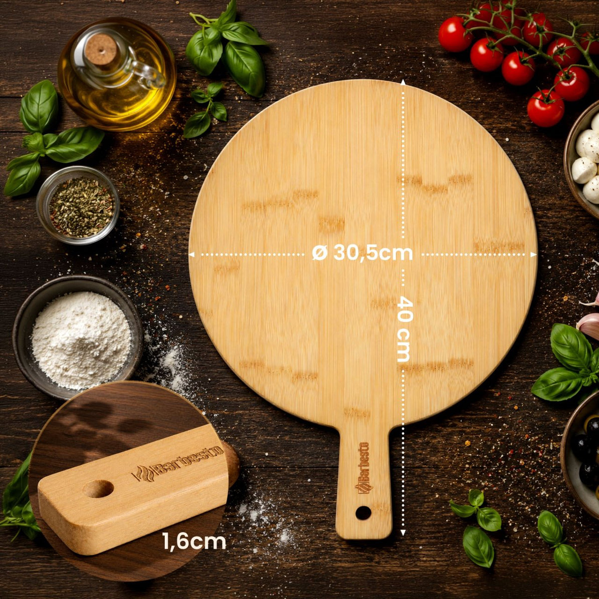 6er Set Pizzabrett Pavia natura