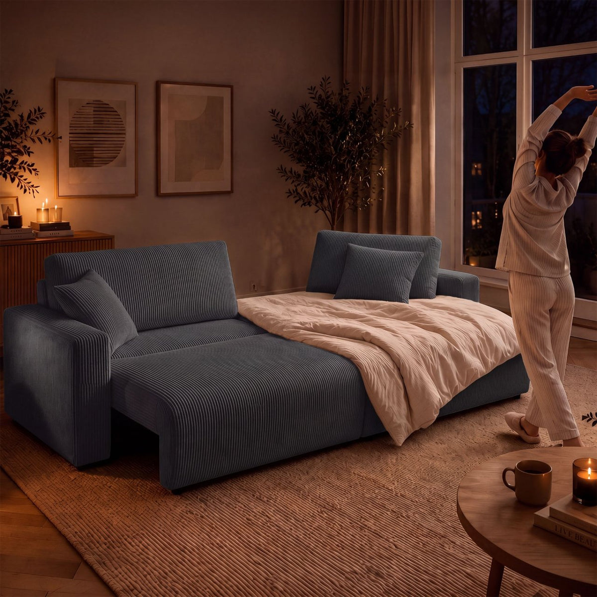 Ecksofa Brescia 4 Sitzer Cord dunkelgrau