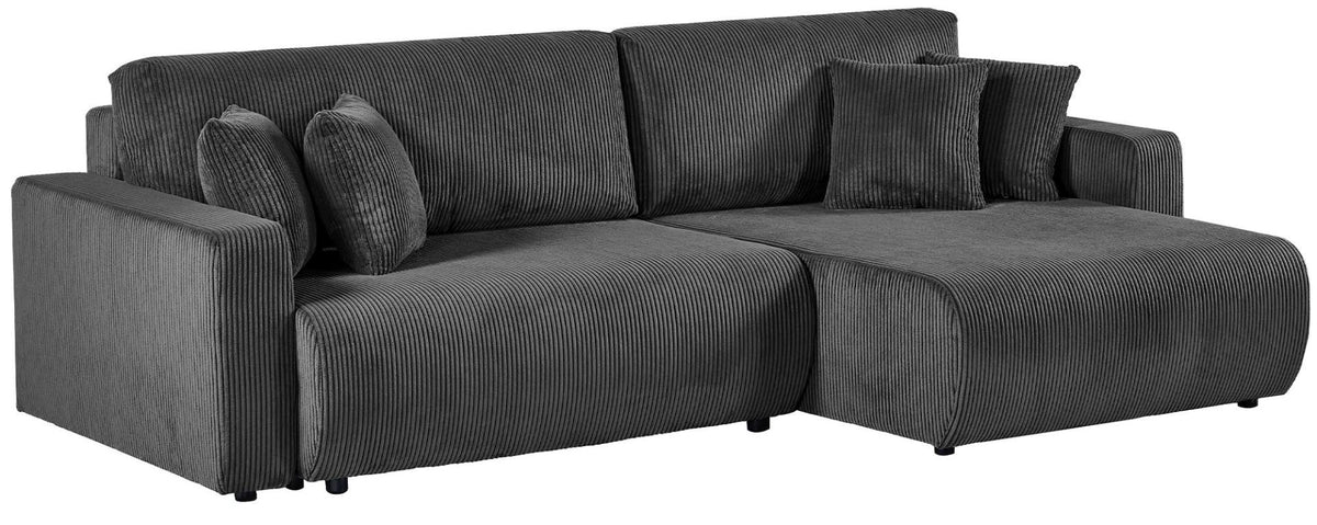 Ecksofa Brescia 4 Sitzer Cord dunkelgrau