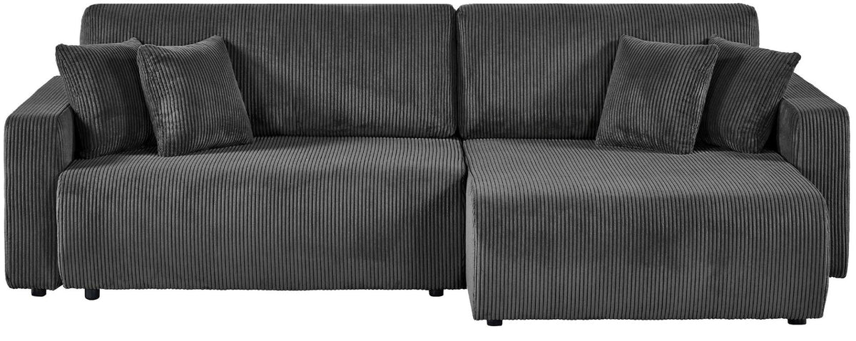 Ecksofa Brescia 4 Sitzer Cord dunkelgrau