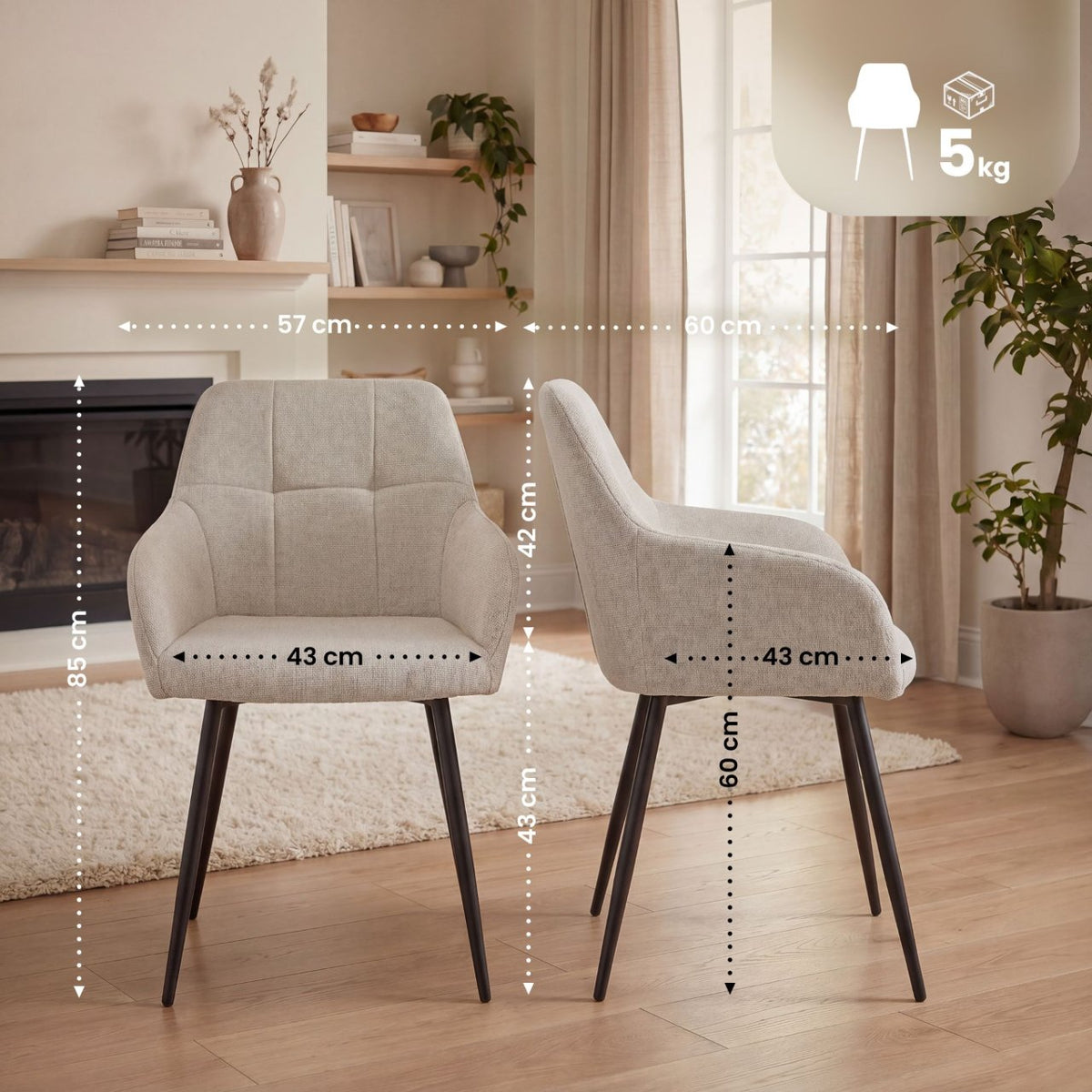 Esszimmerstuhl Fergus Stoff creme