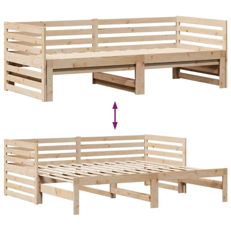 2-in-1 Slaapbank met onderschuifbed van massief grenenhout - Bedden & bedframes