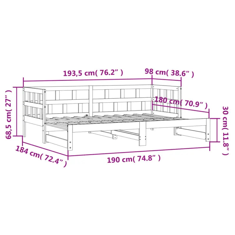 2-in-1 slaapbank met onderschuifbed van massief grenenhout - Naturel / 90 x 190 cm - Bedden & bedframes