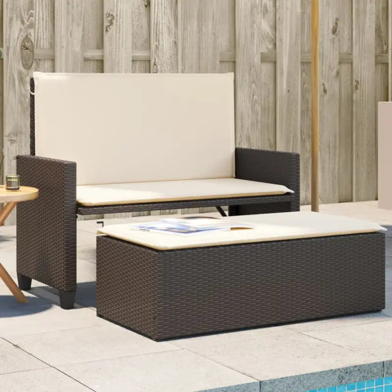 2-in-1 tuinbank van gepoedercoat staal en poly rattan met comfortabele zitervaring - Bruin / 1 - Tuinbanken