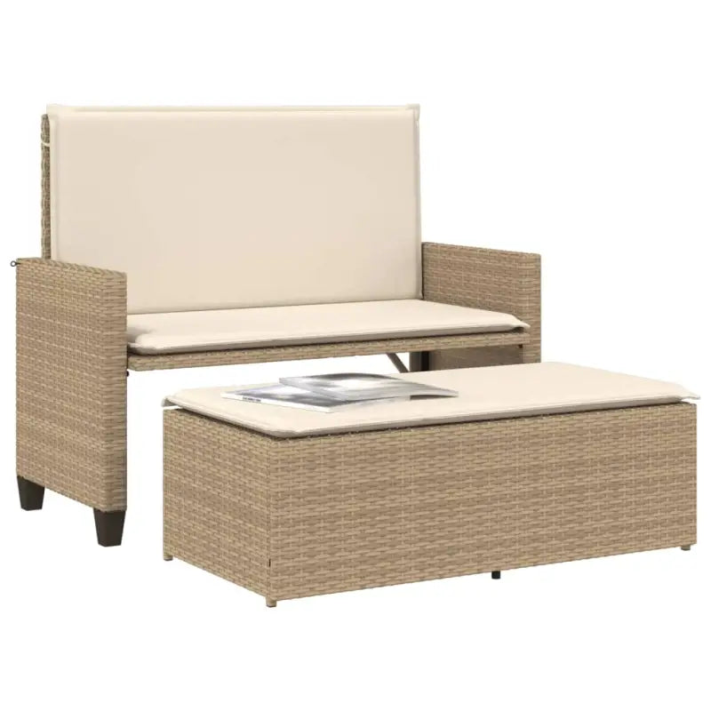 2-in-1 tuinbank van gepoedercoat staal en poly rattan met comfortabele zitervaring - Tuinbanken
