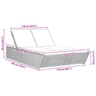 2-persoons ligbed van poly rattan met wasbare hoes voor buitengebruik - Ligstoelen