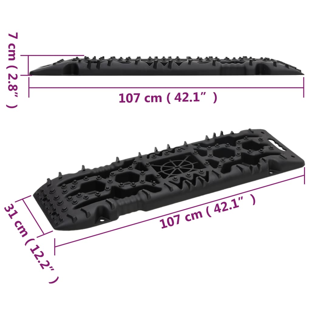 vidaXL Gripplaten 2 st 107x31x7 cm nylon zwart - Aashly