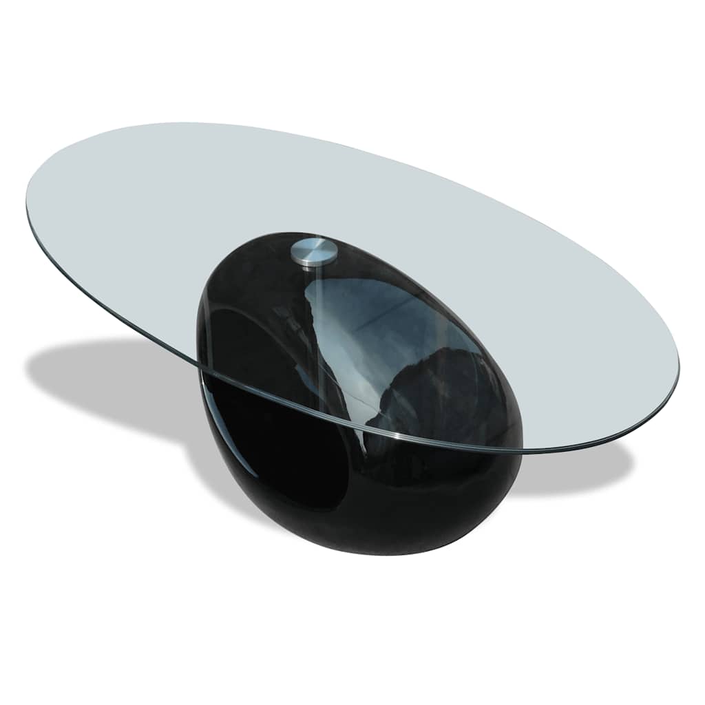 vidaXL Salontafel met ovaal glazen tafelblad hoogglans wit