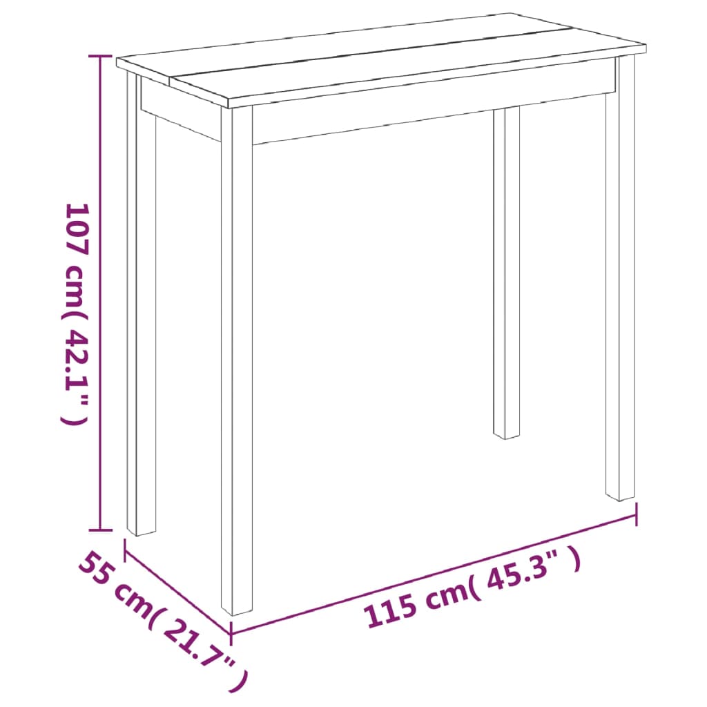 vidaXL Bartafel 115x55x107 cm MDF zwart - Aashly