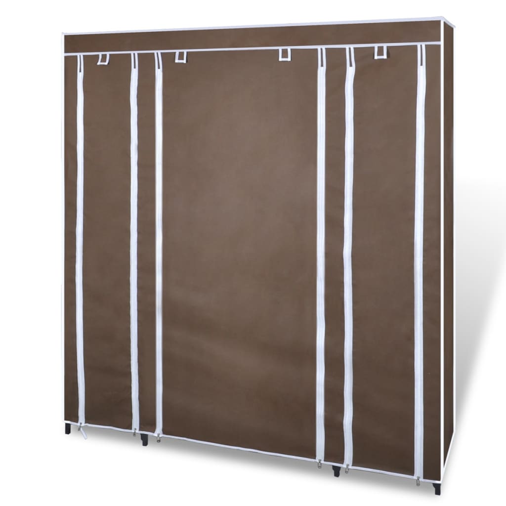 vidaXL Kledingkast met vakken en stangen 45x150x176 cm stof bruin - Aashly