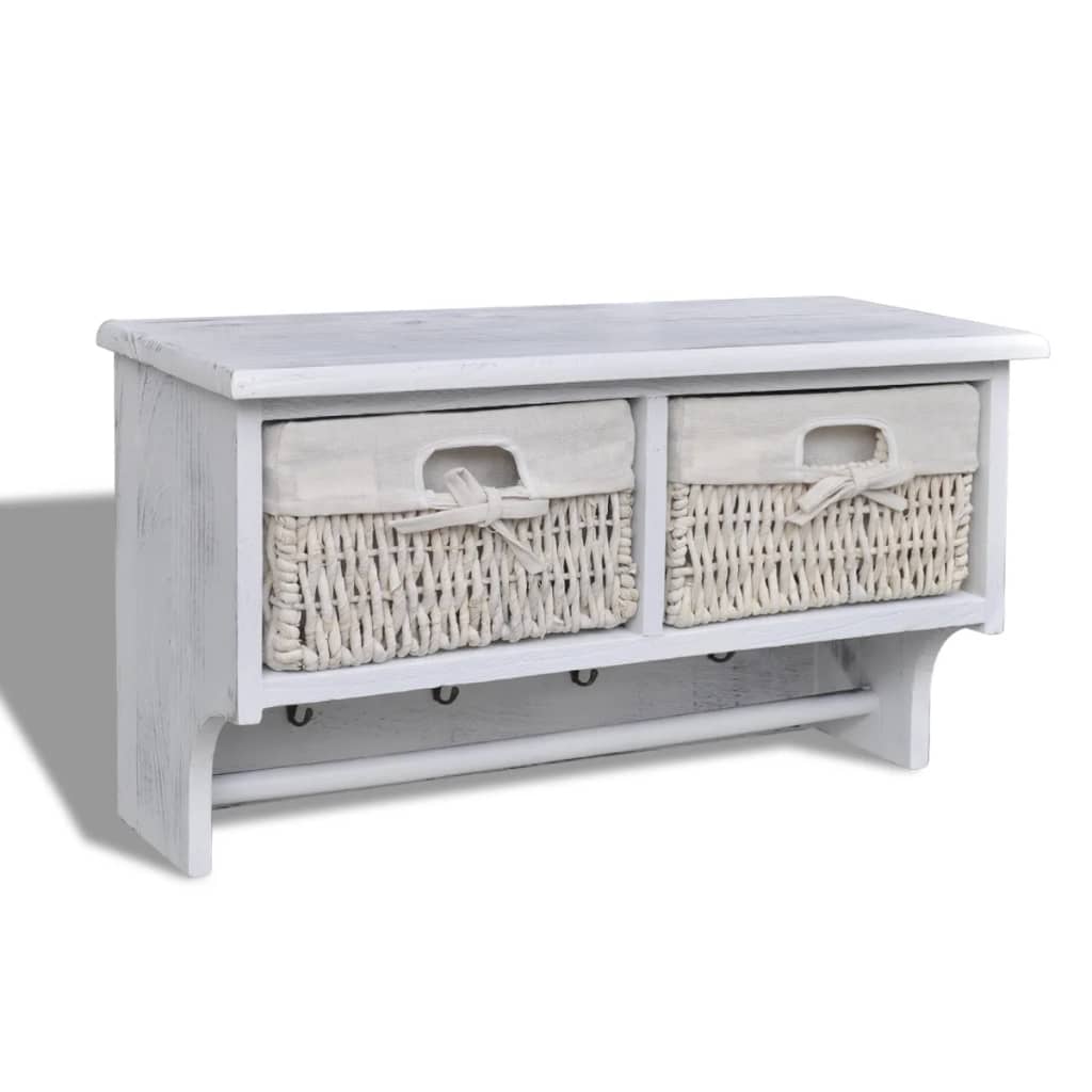 vidaXL Wandschap 60x23,5x33 cm paulowniahout wit - Aashly