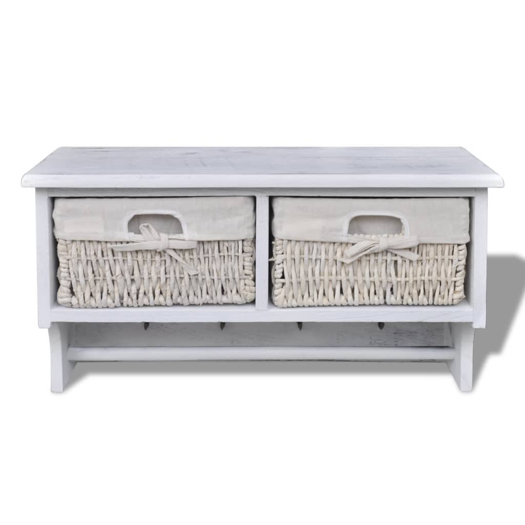 vidaXL Wandschap 60x23,5x33 cm paulowniahout wit - Aashly