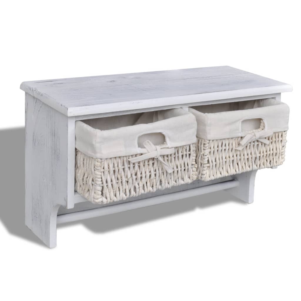 vidaXL Wandschap 60x23,5x33 cm paulowniahout wit - Aashly