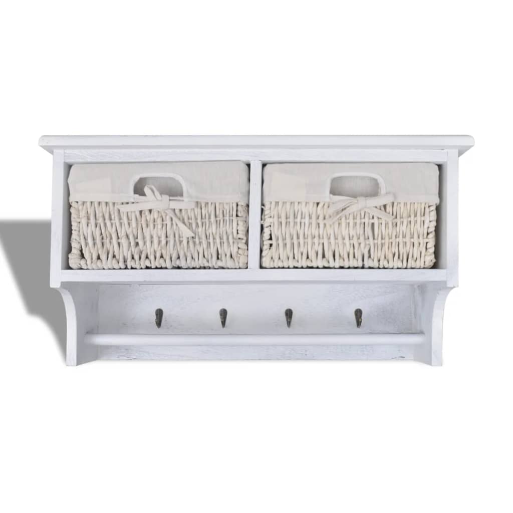 vidaXL Wandschap 60x23,5x33 cm paulowniahout wit - Aashly