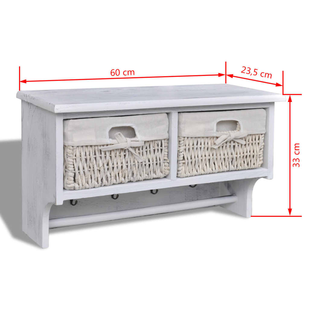 vidaXL Wandschap 60x23,5x33 cm paulowniahout wit - Aashly