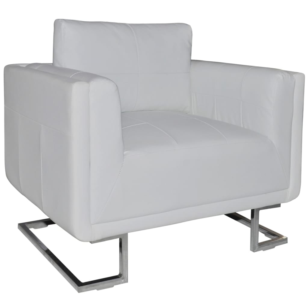 vidaXL Fauteuil met verchroomde poten kubus kunstleer bruin - Aashly