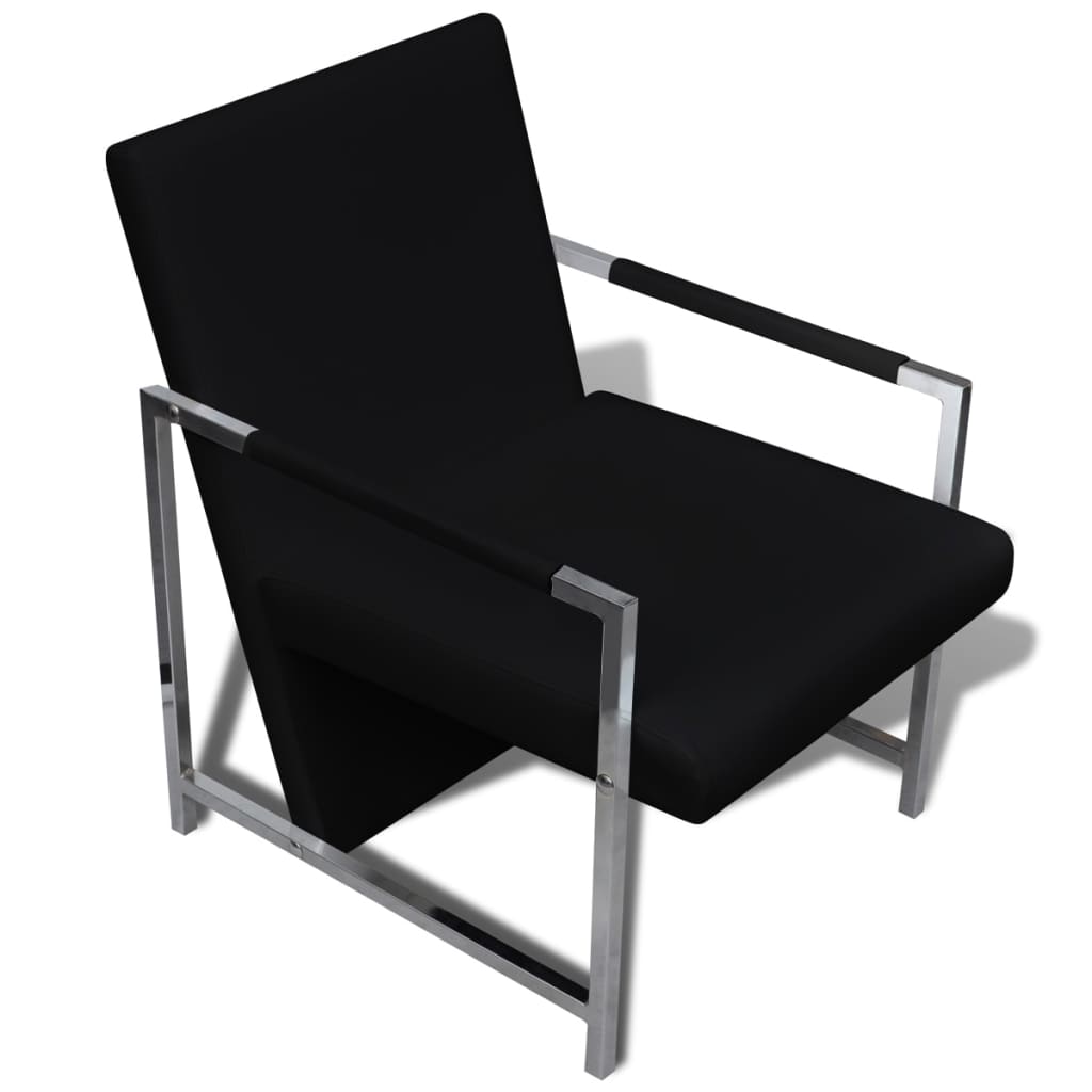 vidaXL Fauteuil met chromen poten kunstleer zwart - Aashly