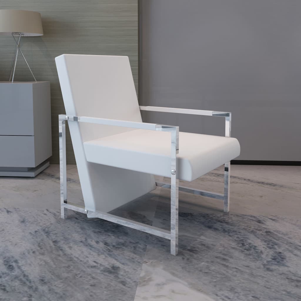 vidaXL Fauteuil met chromen poten kunstleer zwart - Aashly