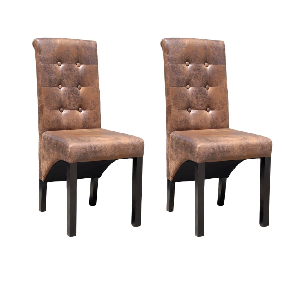 vidaXL Eetkamerstoelen 2 st kunstleer bruin - Aashly