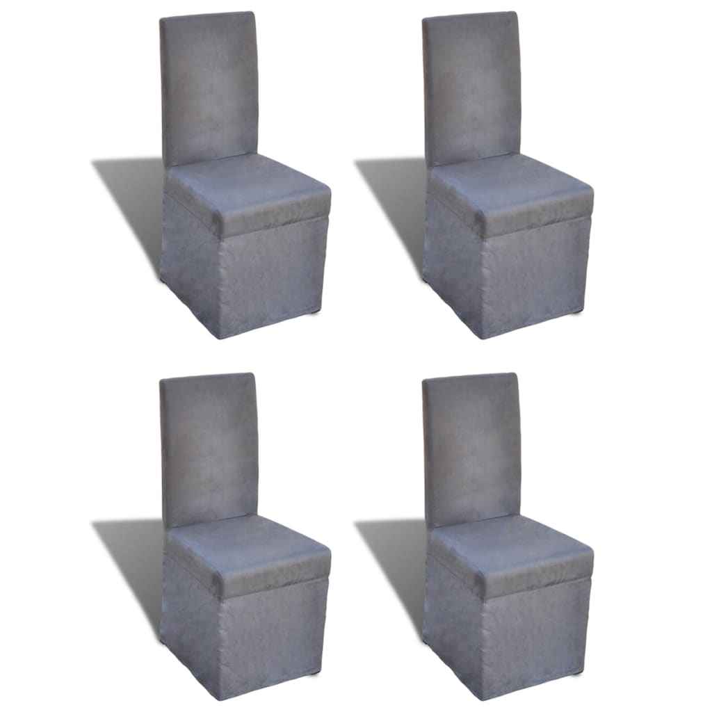 vidaXL Eetkamerstoelen 4 st stof donkergrijs