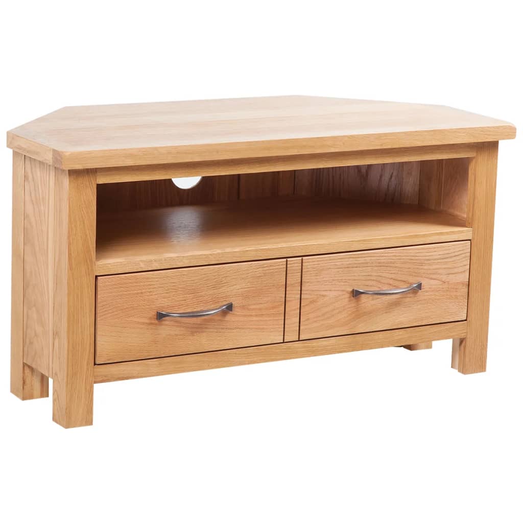 vidaXL Tv-meubel met lade 88x42x46 cm massief eikenhout