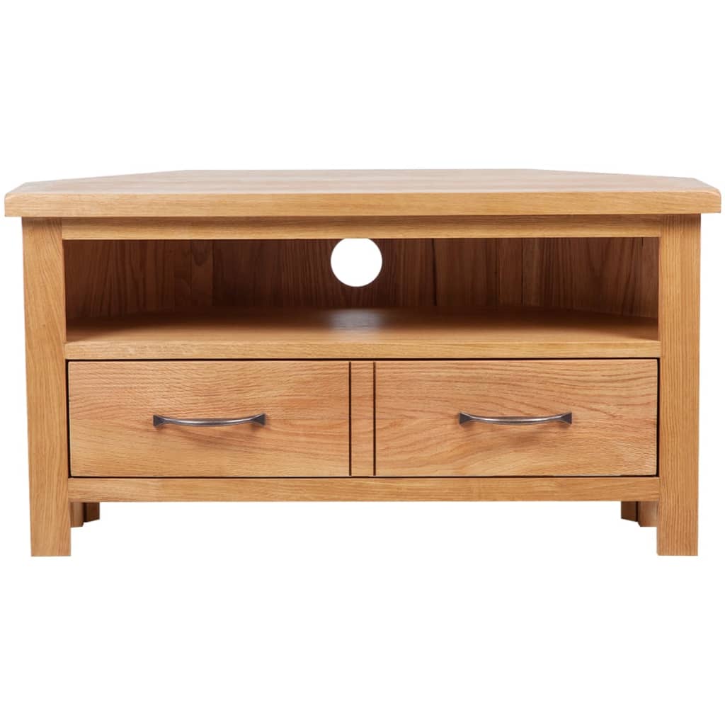 vidaXL Tv-meubel met lade 88x42x46 cm massief eikenhout
