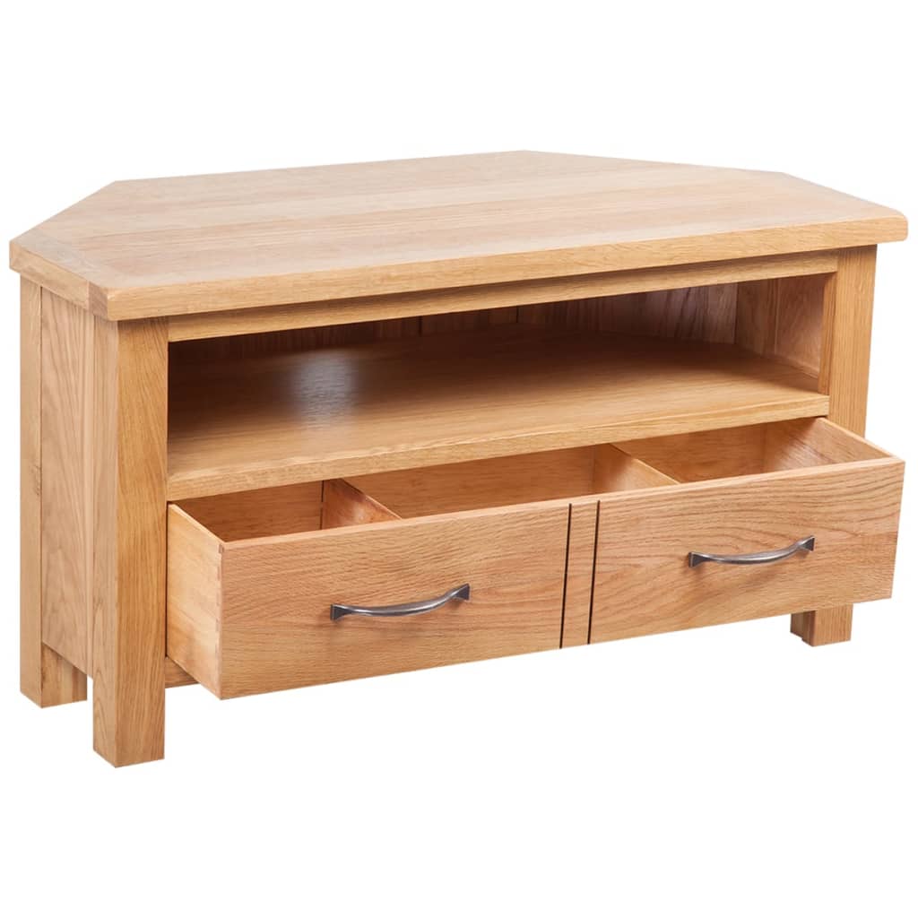 vidaXL Tv-meubel met lade 88x42x46 cm massief eikenhout