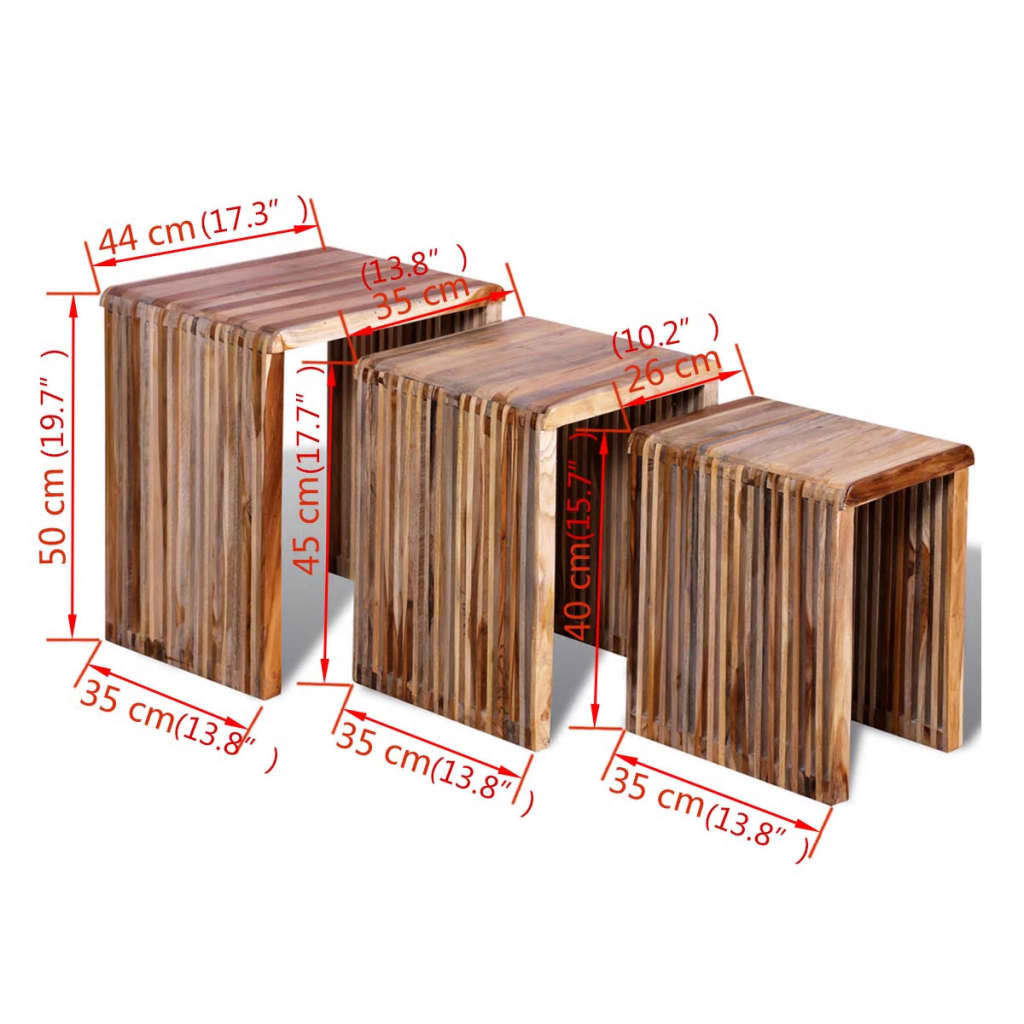 vidaXL 3-Piece Recycled Teak Table Set
