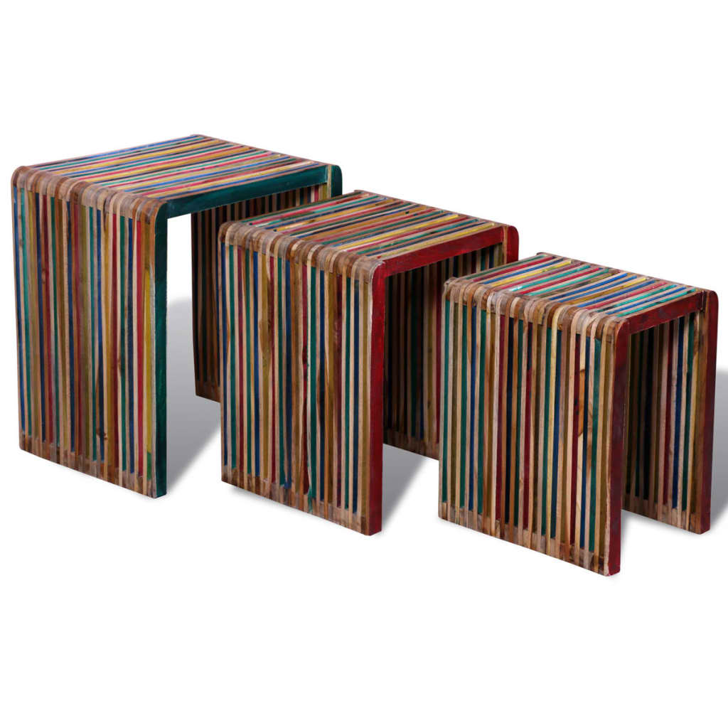 vidaXL 3-Piece Recycled Teak Table Set
