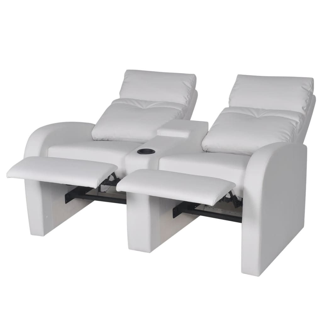 vidaXL Dubbele relaxfauteuil met middenleuning kunstleer wit