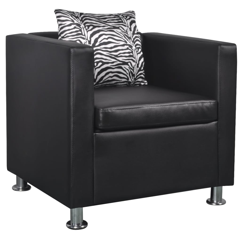 vidaXL Fauteuil kunstleer zwart - Aashly