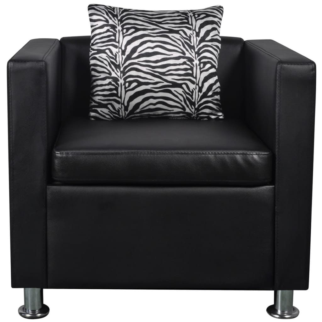 vidaXL Fauteuil kunstleer zwart - Aashly