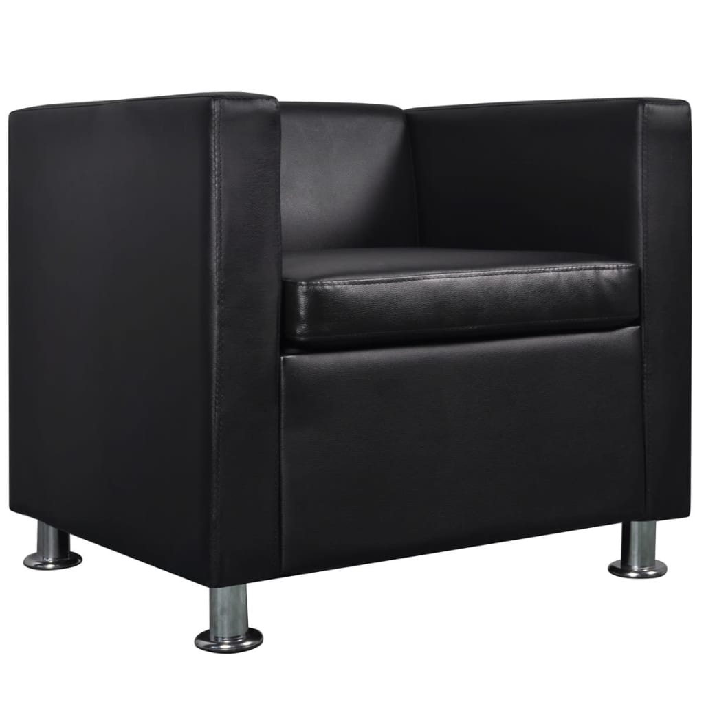 vidaXL Fauteuil kunstleer zwart - Aashly