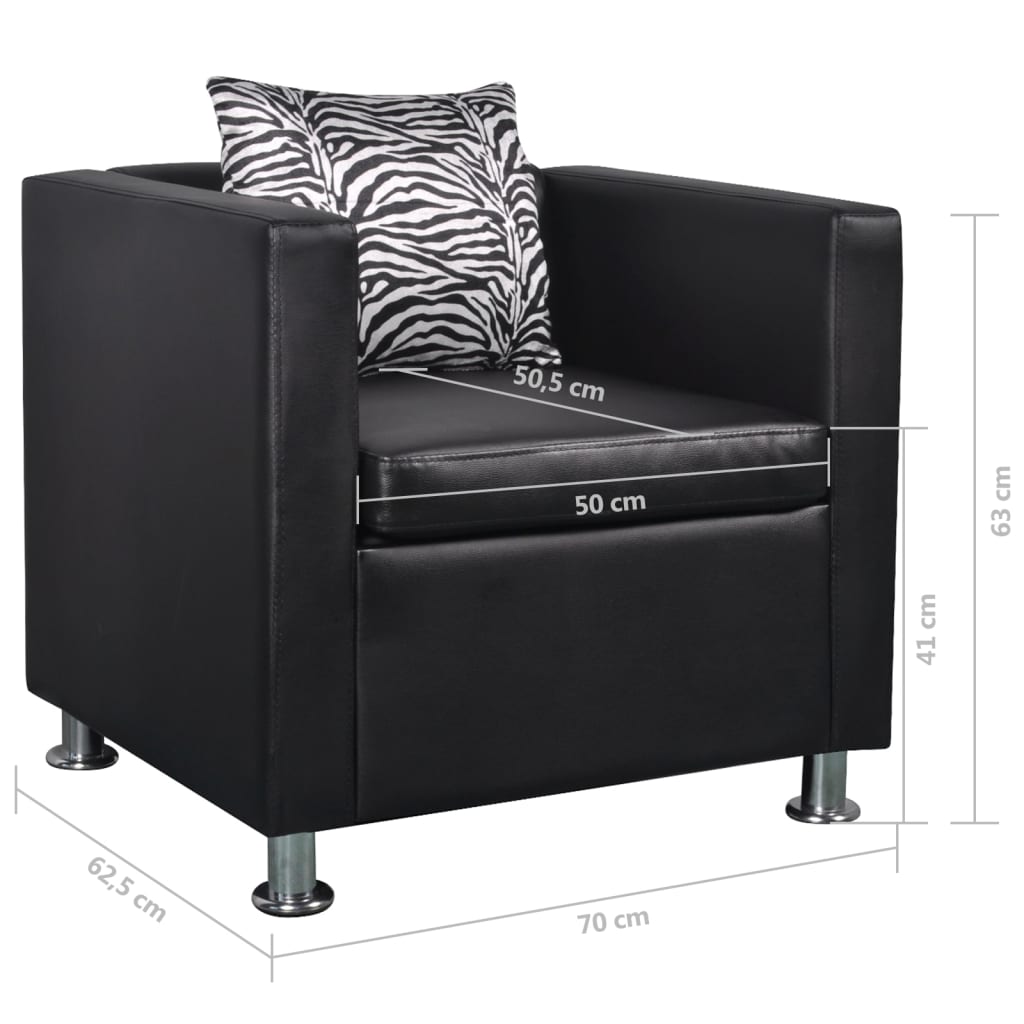 vidaXL Fauteuil kunstleer zwart - Aashly