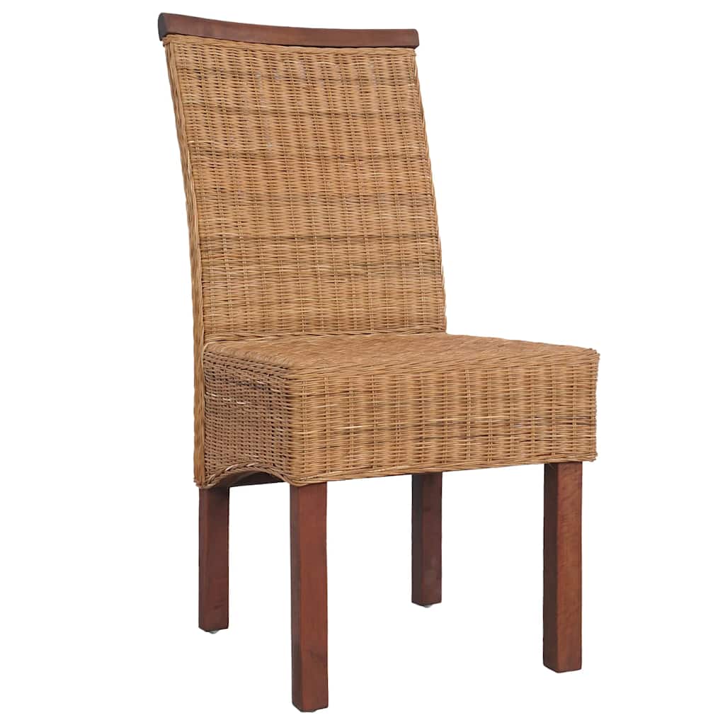 vidaXL Eetkamerstoelen 2 st natuurlijk rattan bruin