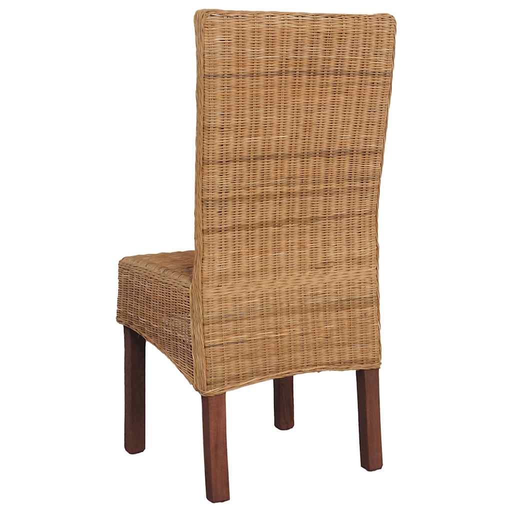 vidaXL Eetkamerstoelen 2 st natuurlijk rattan bruin
