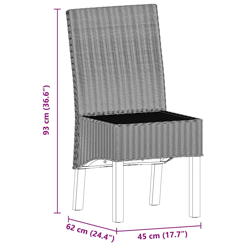 vidaXL Eetkamerstoelen 2 st natuurlijk rattan bruin