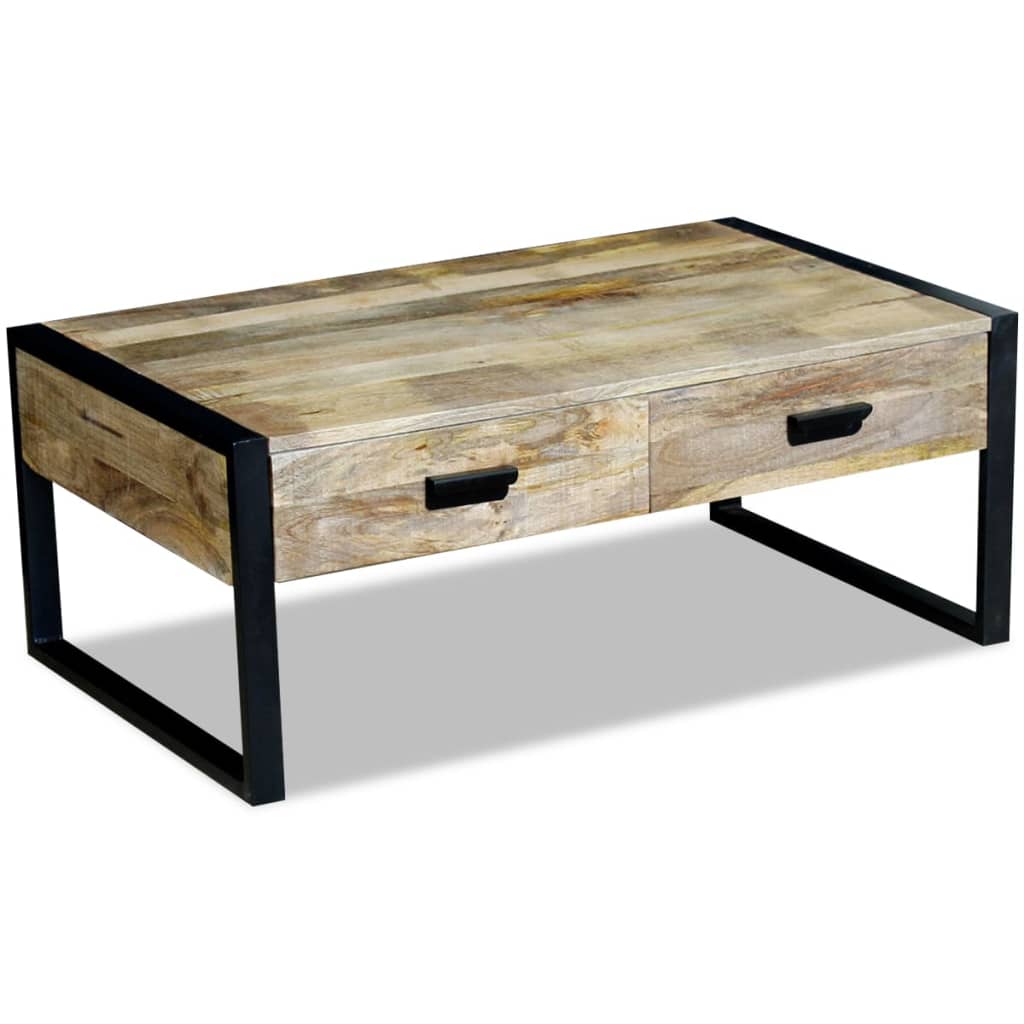 vidaXL Salontafel met 2 lades 100x60x40 cm massief mangohout