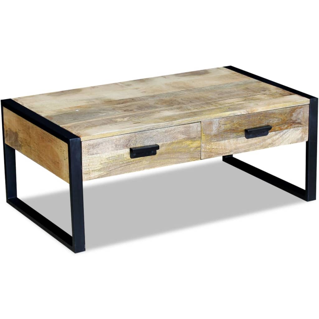 vidaXL Salontafel met 2 lades 100x60x40 cm massief mangohout