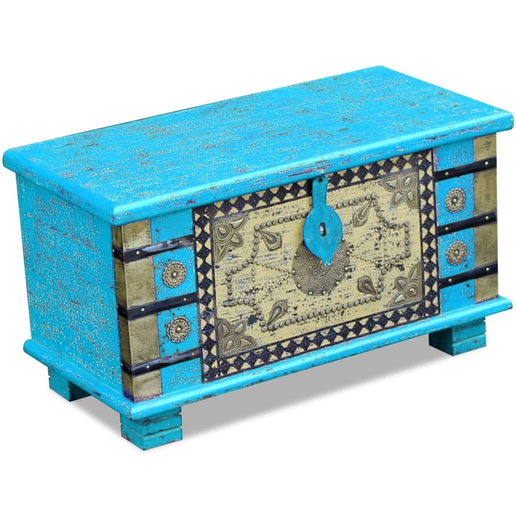 vidaXL Opbergkist 80x40x45 cm mangohout blauw - Aashly