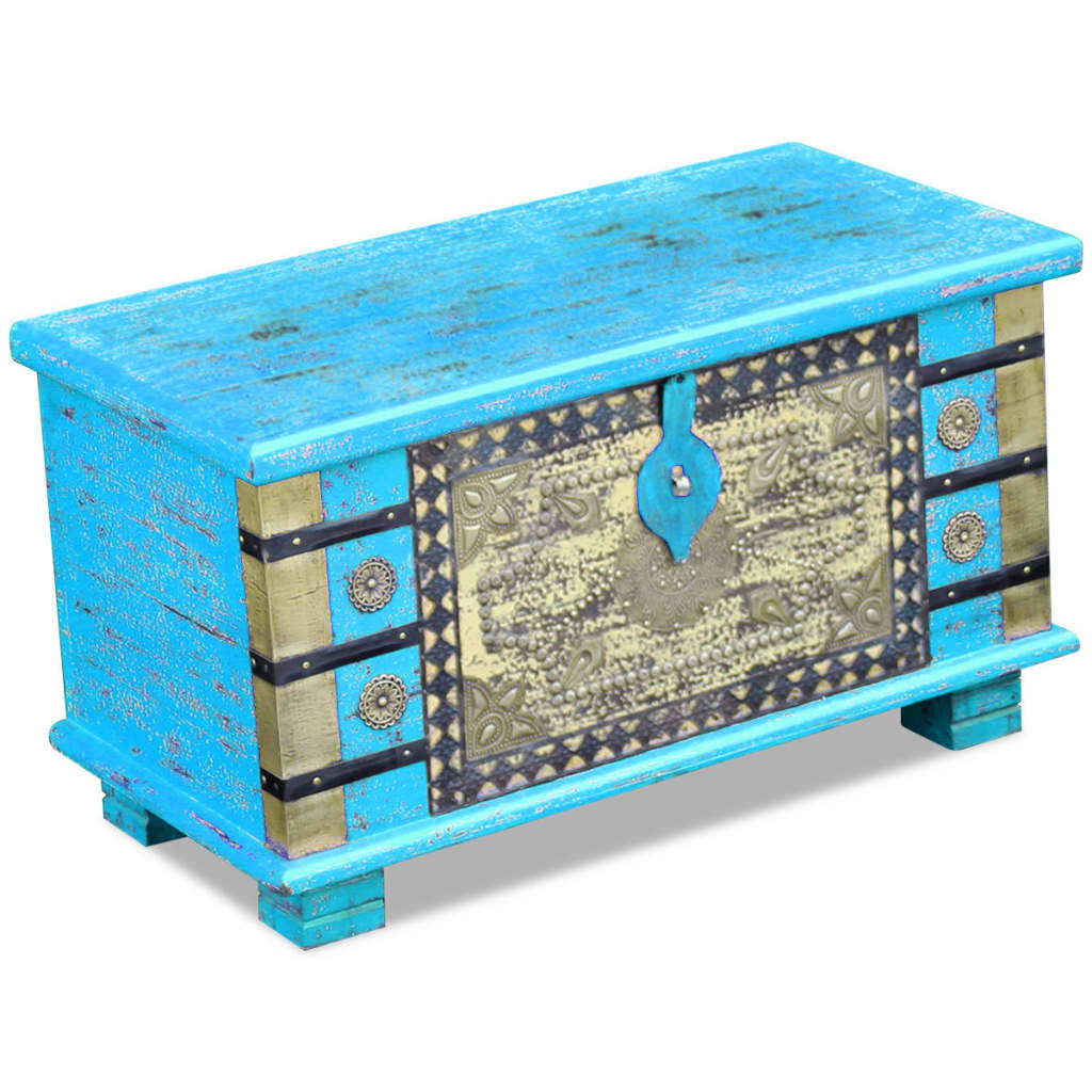 vidaXL Opbergkist 80x40x45 cm mangohout blauw - Aashly