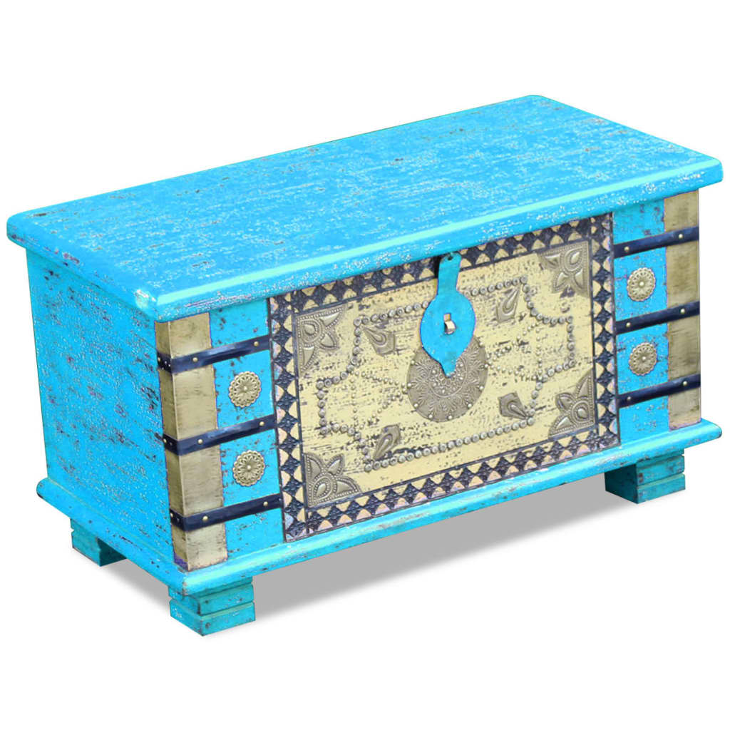 vidaXL Opbergkist 80x40x45 cm mangohout blauw - Aashly