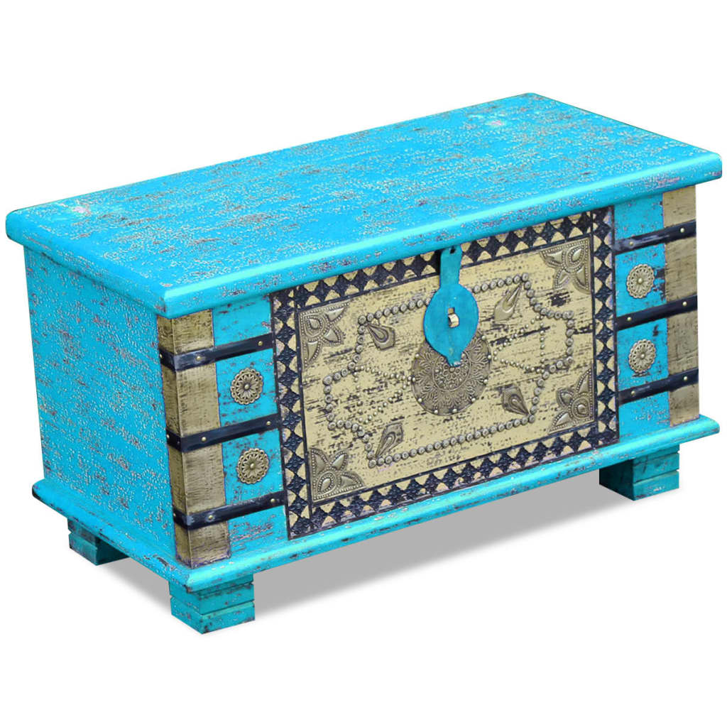 vidaXL Opbergkist 80x40x45 cm mangohout blauw - Aashly