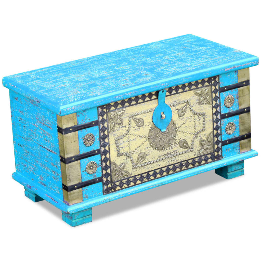 vidaXL Opbergkist 80x40x45 cm mangohout blauw - Aashly