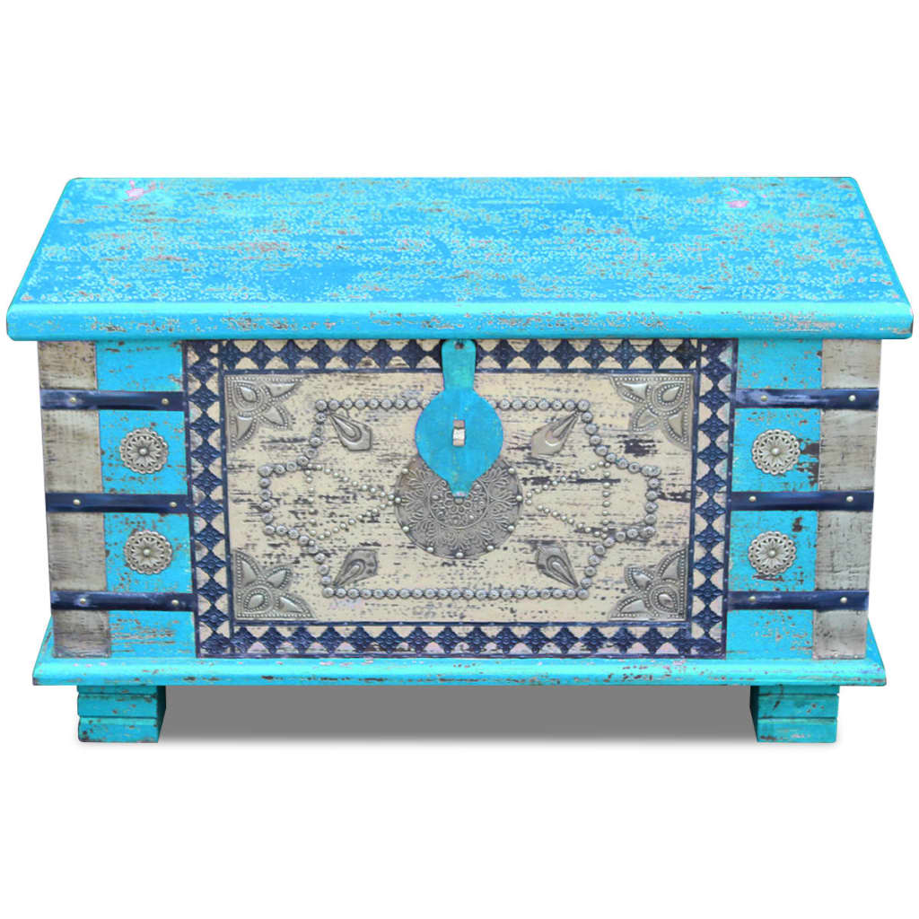 vidaXL Opbergkist 80x40x45 cm mangohout blauw - Aashly