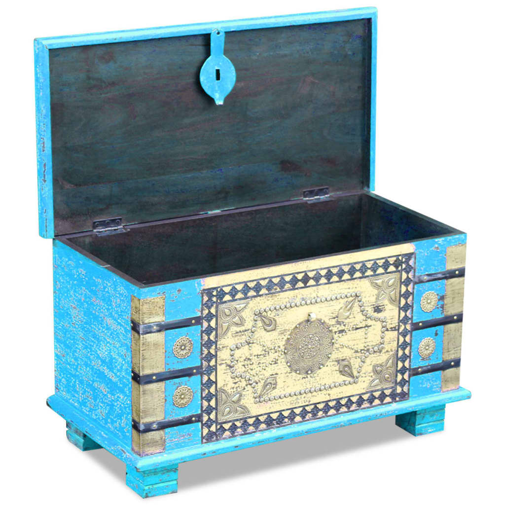 vidaXL Opbergkist 80x40x45 cm mangohout blauw - Aashly